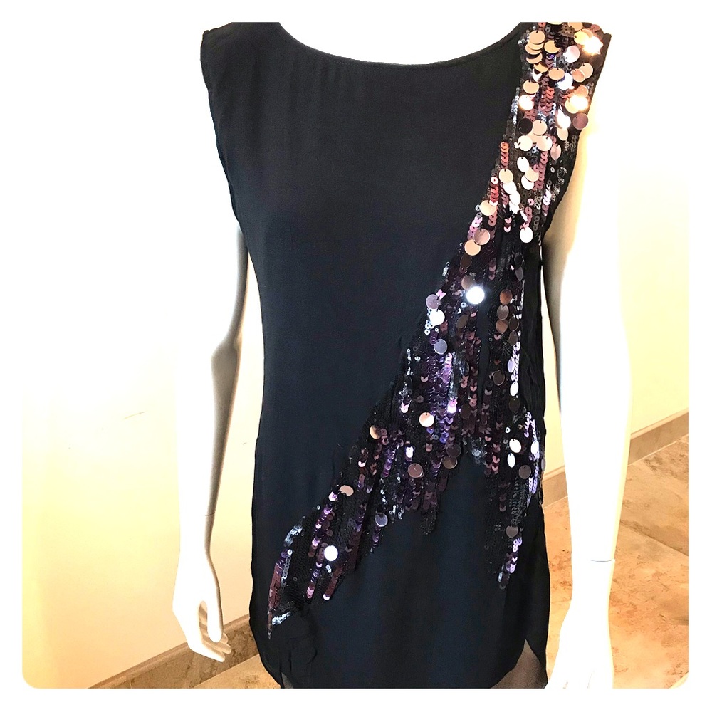 MM couture beaded sleeveless tunic / mini dress
